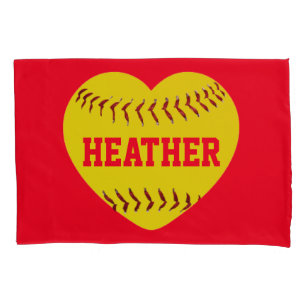 Custom I LOVE SOFTBALL HEART Pillowcase