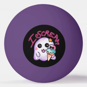 Custom "I Scream" Ghost with Ice Cream Cone Art Ping Pong Ball