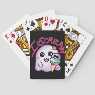 Custom "I Scream" Ghost with Ice Cream Cone Art Playing Cards