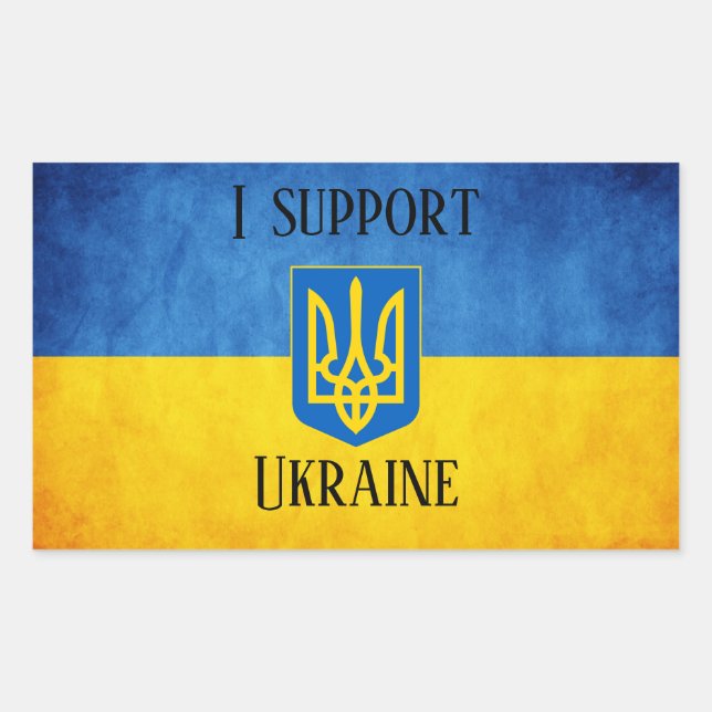 Custom I support Ukraine UKRAINIAN FLAG I stand w  Sticker (Front)