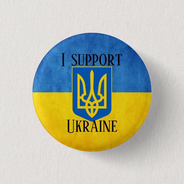 Custom I support Ukraine UKRAINIAN FLAG Pin Patch  (Front)