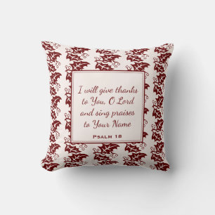 Custom I WILL GIVE THANKS Blush Pink Leaves Throw Pillow