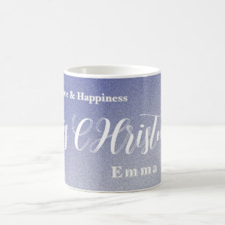 Custom Ice Blue Glitter Christmas Coffee Mug