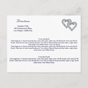 Custom Ice Blue Hearts Direction Card