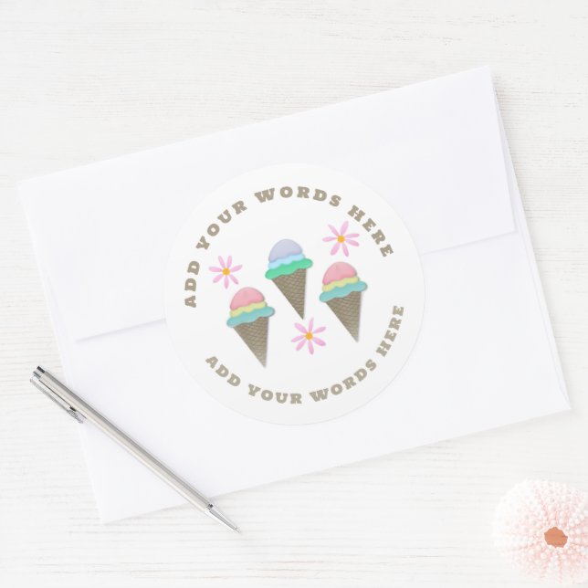 Custom Ice Cream Cone Stickers  (Envelope)