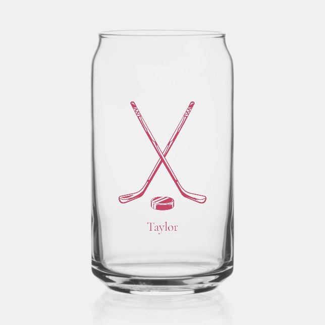 Custom Ice Hockey Icons Any Colour Personalized Can Glass (Front)