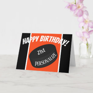 Custom Ice Hockey Personalized Age Name Birthday Card
