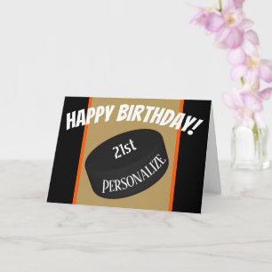 Custom Ice Hockey Personalized Name Age Birthday Card