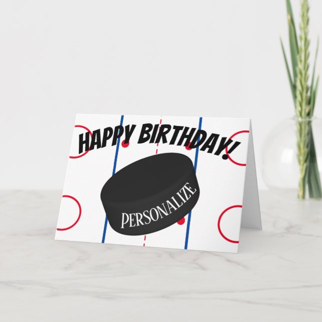 Custom Ice Hockey Personalized Name Birthday Card (Front)