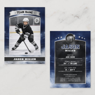Custom Ice Hockey Trading Card Blue Silver Stadium