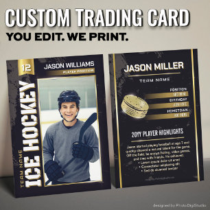 Custom Ice Hockey Trading Card, Gold Player Card
