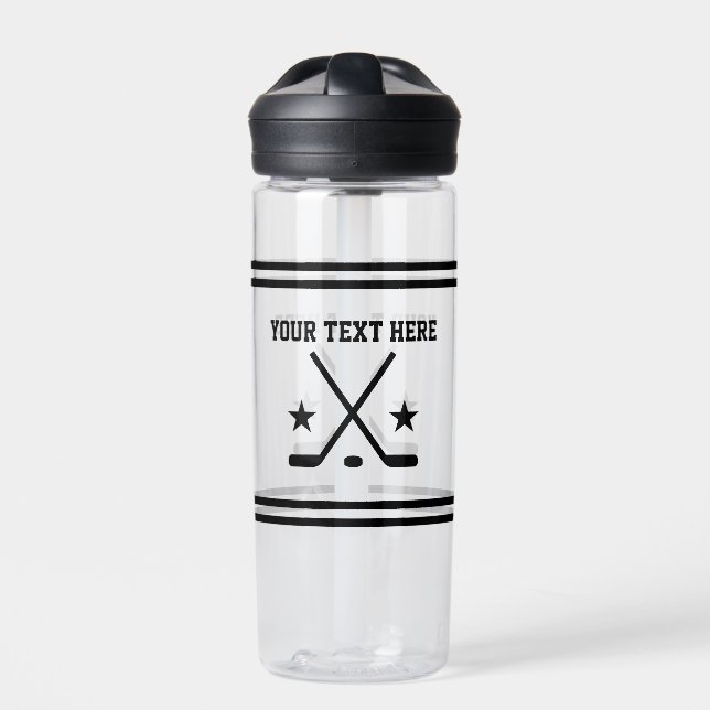 Custom ice hockey water bottle for sports training (Front)