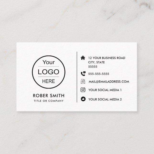 Custom Icons for Social Media Business Cards: A M Business Card (Front)