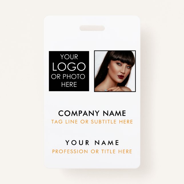 Custom ID Badge Printing Employee ID Photo White (Front)