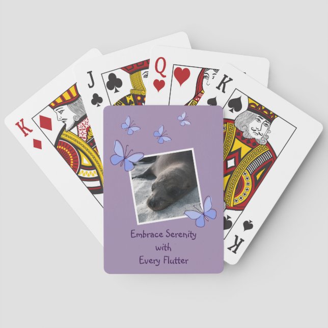 Custom Image Blue Butterfly Flutter Playing Cards (Back)