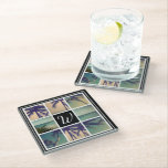 Custom image glass coaster photo collage gift idea<br><div class="desc">Custom photo image collage glass coaster gift idea. Elegant design with fancy border and classy monogram. Upload your own Instagram pictures and add your personalized family name initial letter. Stylish present or party favour for Birthday, Christmas Holidays, family reunion etc. Trendy home decor accessories and party supplies. Template example features...</div>