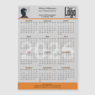 Custom Image Logo Gray Orange 2026 Calendar Magnet