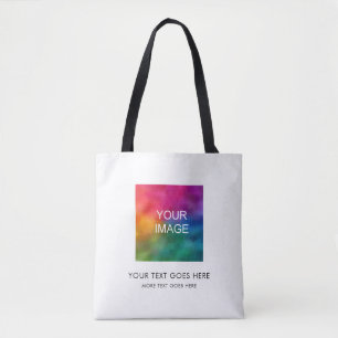 Custom Image Text Elegant Template Top Tote Bag
