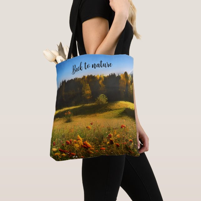Custom Image/Text Nature Watercolor Tote Bag (Close Up)