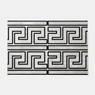 Custom image wood modern design greek key black doormat