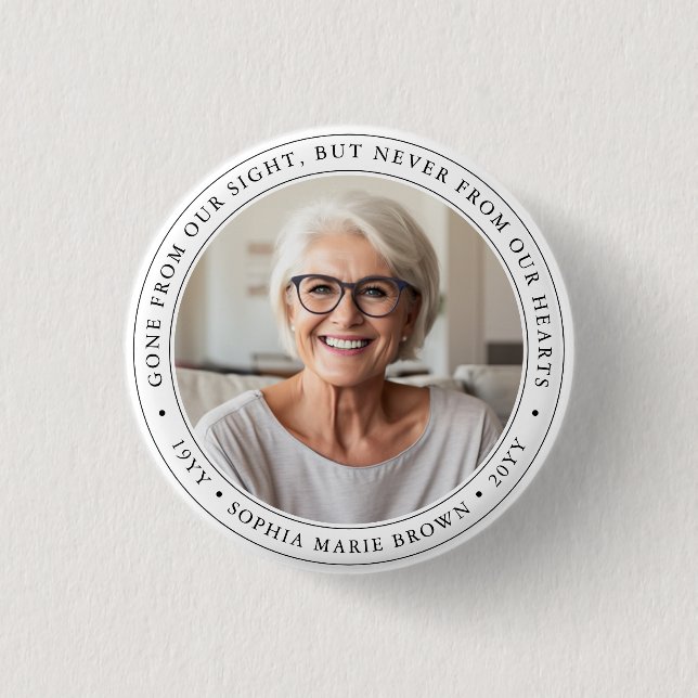 Custom In Loving Memory Funeral Memorial Tribute 1 Inch Round Button (Front)