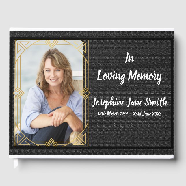 Custom In Loving Memory Funeral Photo Memorial Guest Book (Front)