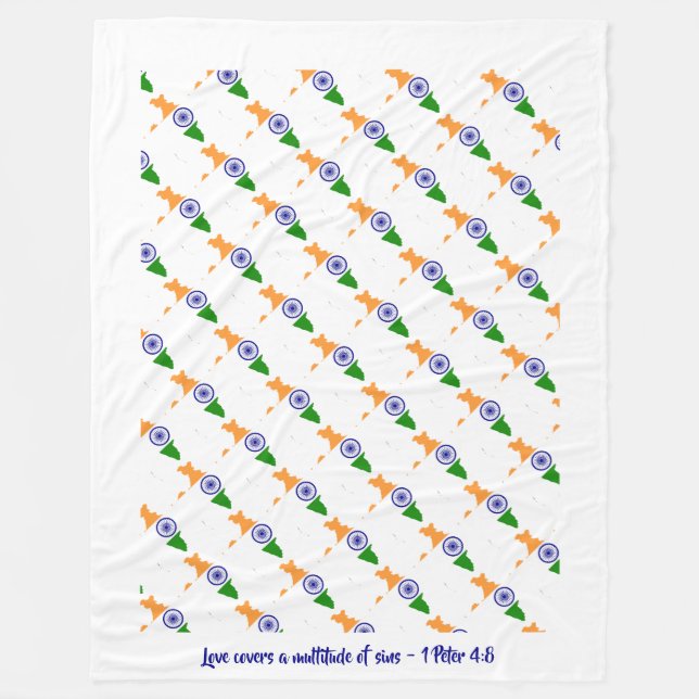 Custom INDIA FLAG Fleece Blanket (Front)