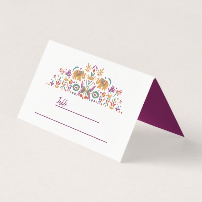 custom indian flowers elefant business card (Front)