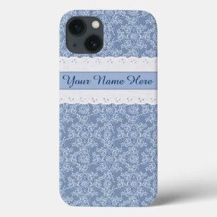 Custom Indigo Blue Floral Faux Lace iPad Case