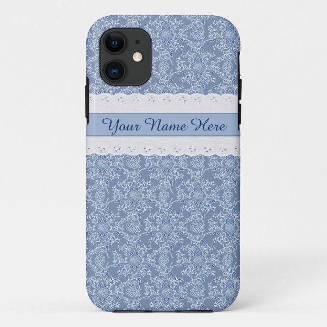 Custom Indigo Floral Faux Lace iPhone 5/5s Case (Back)