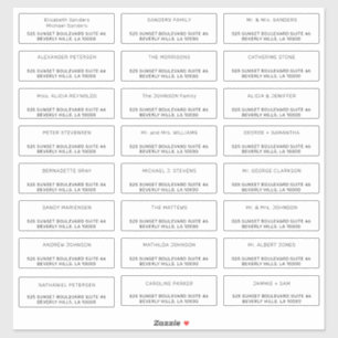 Custom individual guest mailing address labels