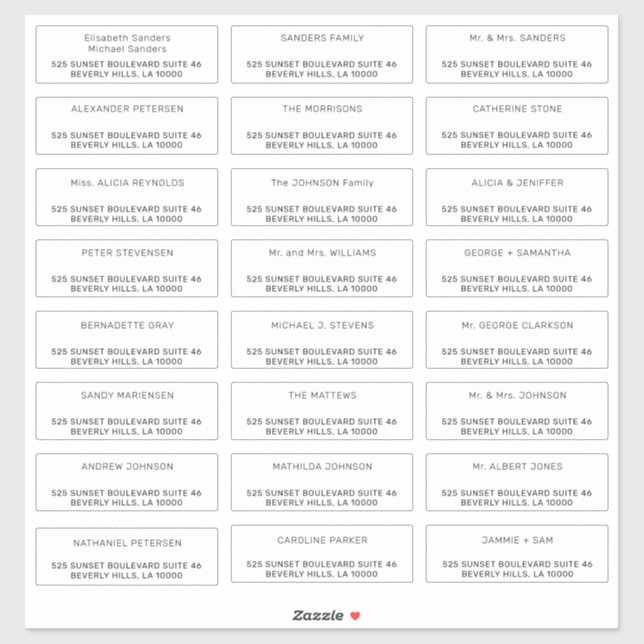 Custom individual guest mailing address labels (Sheet)