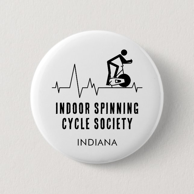 Custom Indoor Spinning Cycle Society Heartbeat 2 Inch Round Button (Front)