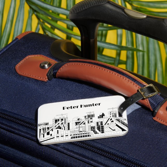 Custom Industrial Metallurgical Combine Silhouette Luggage Tag (Front Insitu 3)