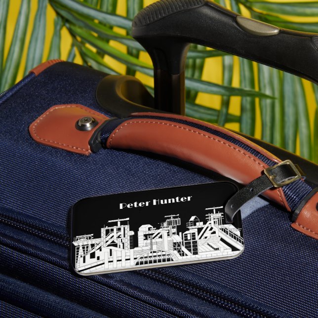 Custom Industrial Metallurgical Combine Silhouette Luggage Tag (Front Insitu 3)