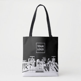 Custom Industrial Skyline Tote Bag with Logo