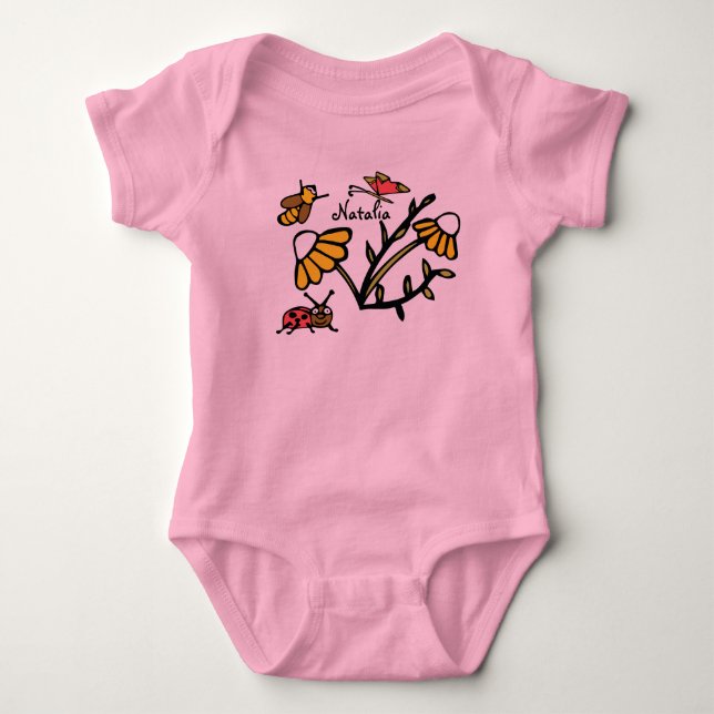 Custom Infant Creeper with Ladybug and Daisy (Front)