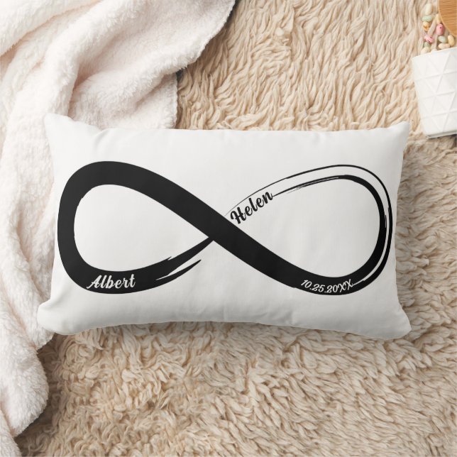 Custom Infinity Couples Wedding Anniversary Gift Lumbar Pillow (Blanket)