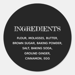 Custom Ingredients Black and White Classic Round Sticker
