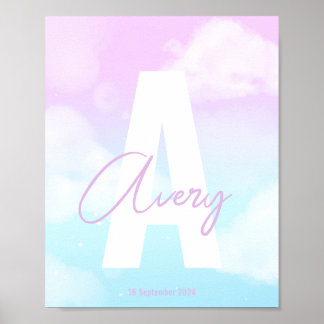 Custom Initial Art Pink Monogram Wall Print