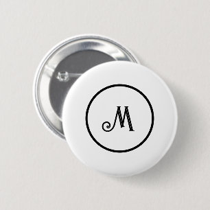 Custom initial black and white  2 inch round button