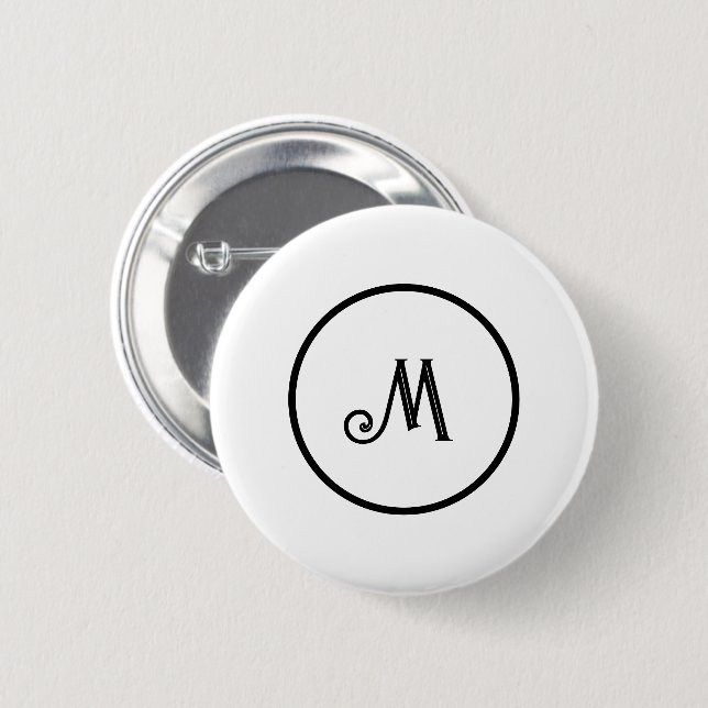 Custom initial black and white  2 inch round button (Front & Back)