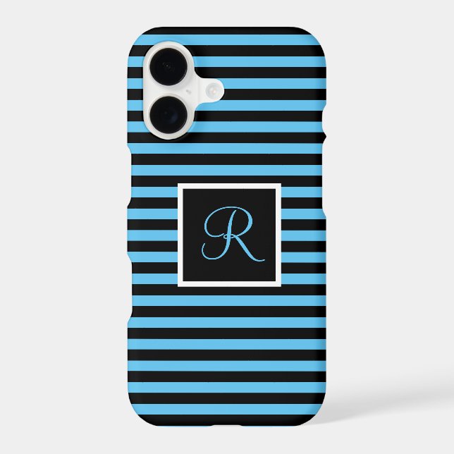 Custom Initial Blue and Black Striped (Back)