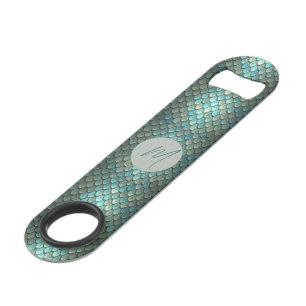 Custom initial blue scales textured bar key