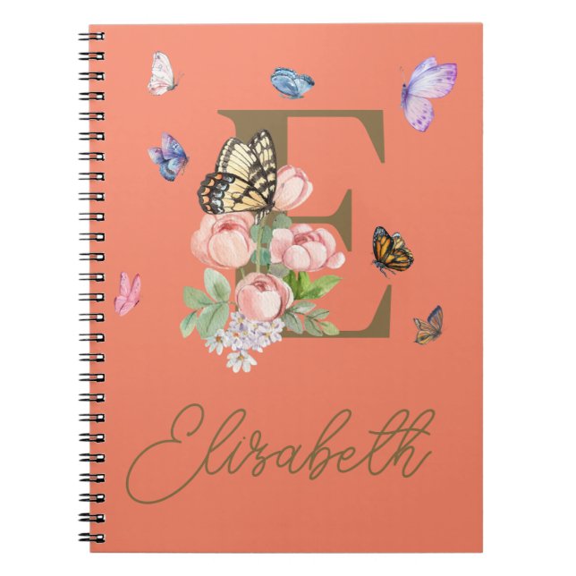 Custom Initial Butterfly Notebook Gift (Front)
