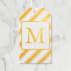 CUSTOM INITIAL CANDY STRIPED REAL Foil Gift Tag