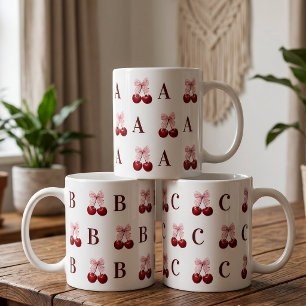 Custom Initial Cherry Gingham Mug Gift for Her Mom
