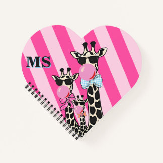 Custom Initial Cute Giraffe Phone Case  Bubble Gum Notebook