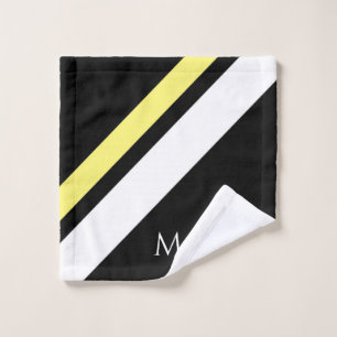 Custom initial diagonal lines black wash cloth