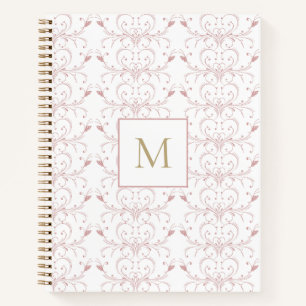Custom Initial Dusty Rose Botanical Butterfly  Notebook